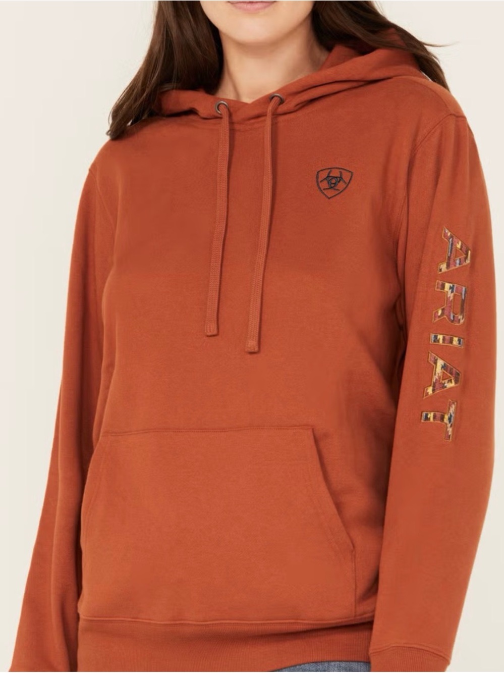 Ariat Burnt Orange Women's Hoodie with Sleeve Logo